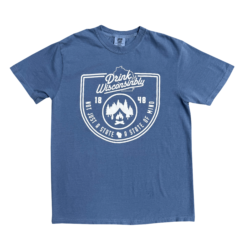Drink Wisconsinbly State of Mind Blue Comfort Colors T-Shirt