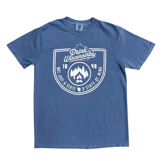 Drink Wisconsinbly State of Mind Blue Comfort Colors T-Shirt