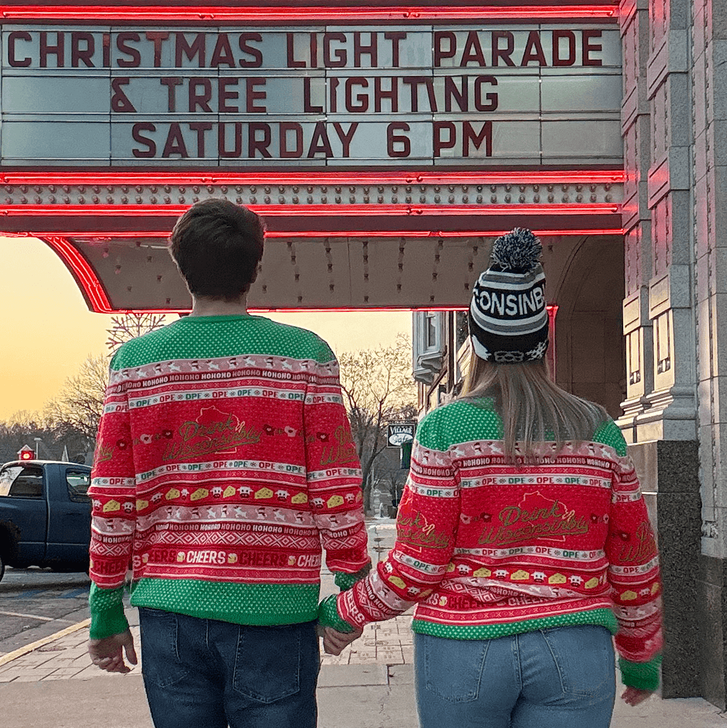 Drink Wisconsinbly Knit Ugly Christmas Holiday Sweater