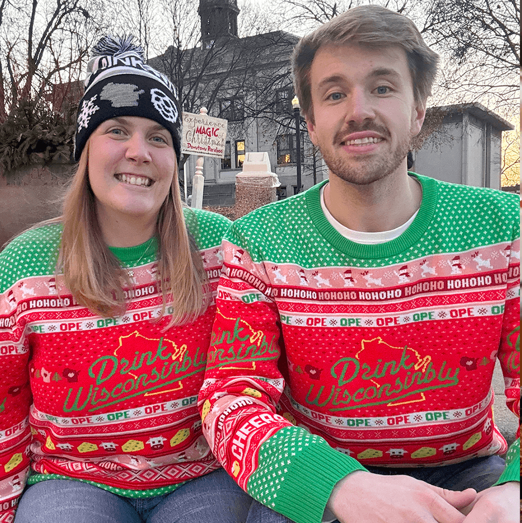 Drink Wisconsinbly Knit Ugly Christmas Sweaters