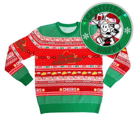 Drink Wisconsinbly Knit Ugly Christmas Sweater