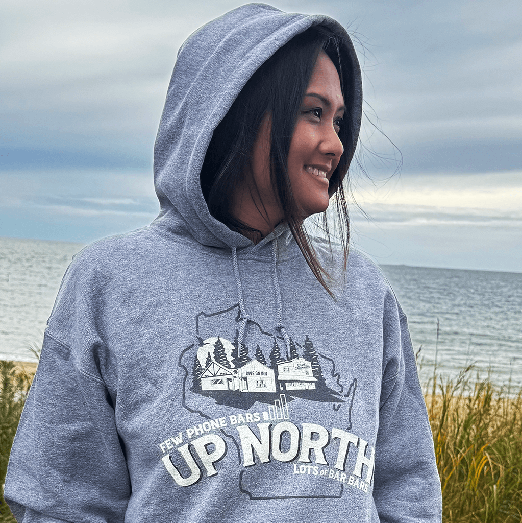 Drink Wisconsinbly Grey Up North Bars Hoodie