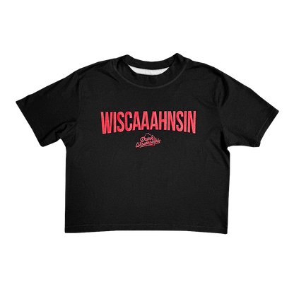 Drink Wisconsinbly Women's Black Boxy Wiscaaahnsin T-Shirt