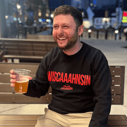 Black Wiscaaahnsin Unisex Crewneck