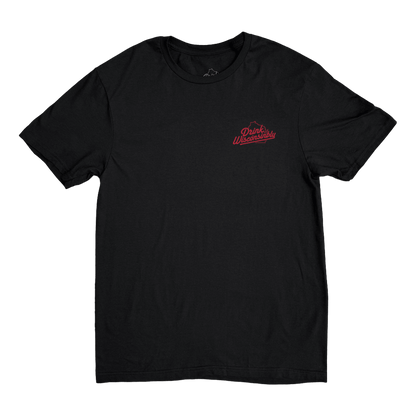 Drink Wisconsinbly Wisconsin Hazard Warning Front T-Shirt