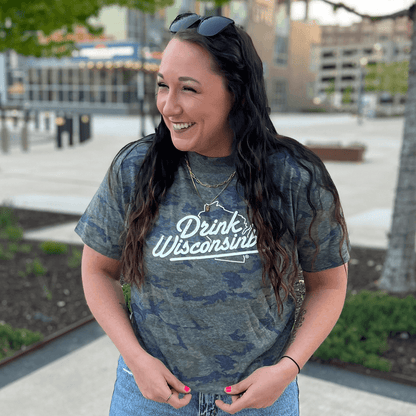 Drink Wisconsinbly Women's Camo Boxy T Shirt