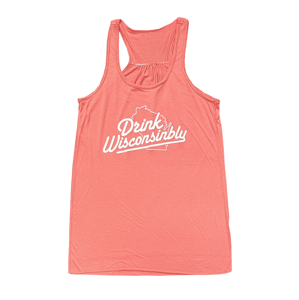 Drink Wisconsinbly Women's Coral Flowy Racerback Tank Top