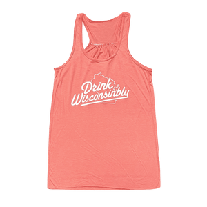 Drink Wisconsinbly Women's Coral Flowy Racerback Tank Top