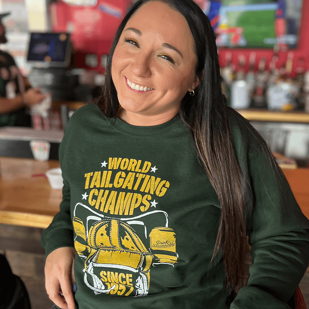 Drink Wisconsinbly World Tailgating Champs Green Bay Crewneck