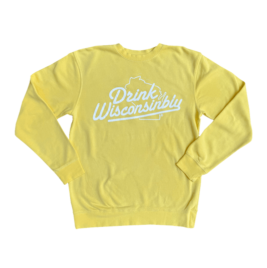 Drink Wisconsinbly Yellow Pigment-Dyed Crewneck