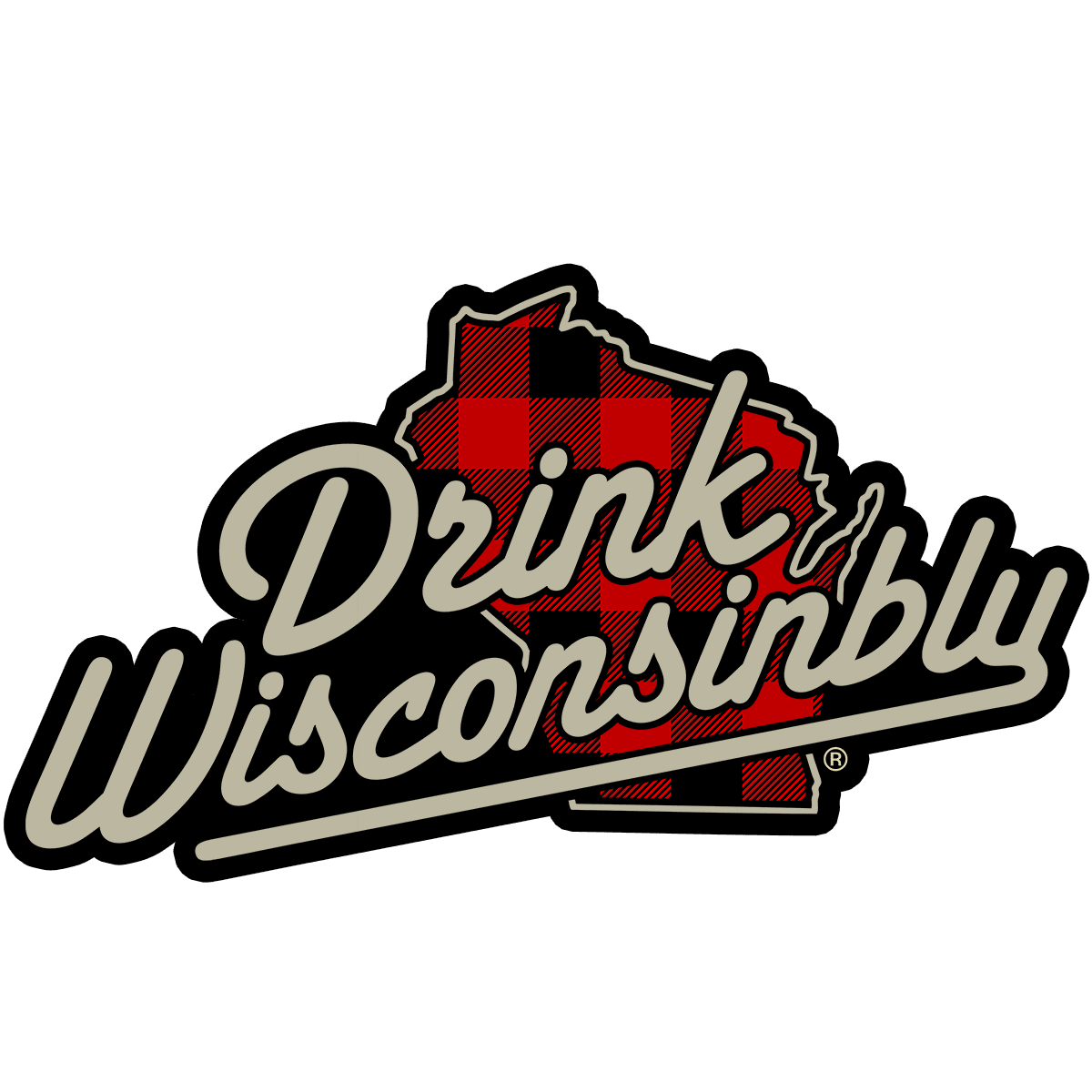 Drink Wisconsinbly Plaid Logo Sticker