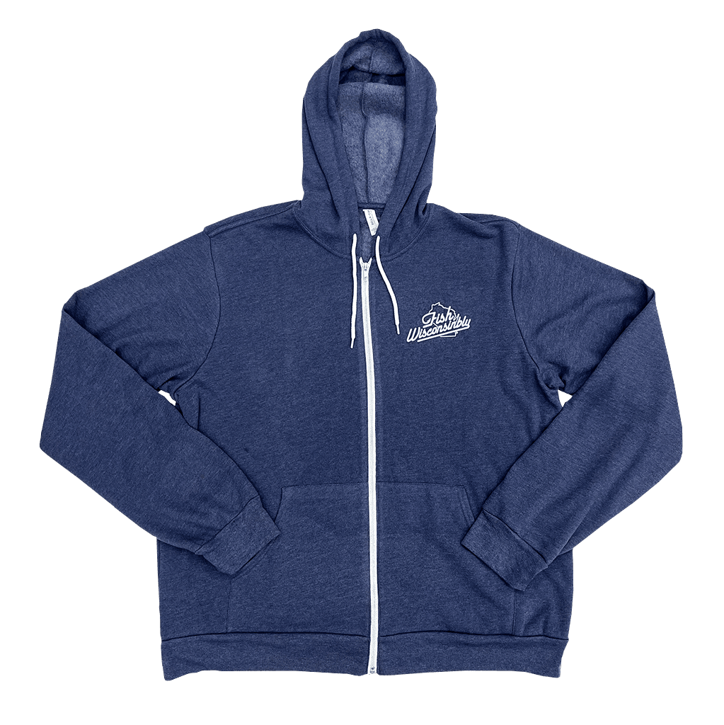 Fish Wisconsinbly Blue Zip Hoodie