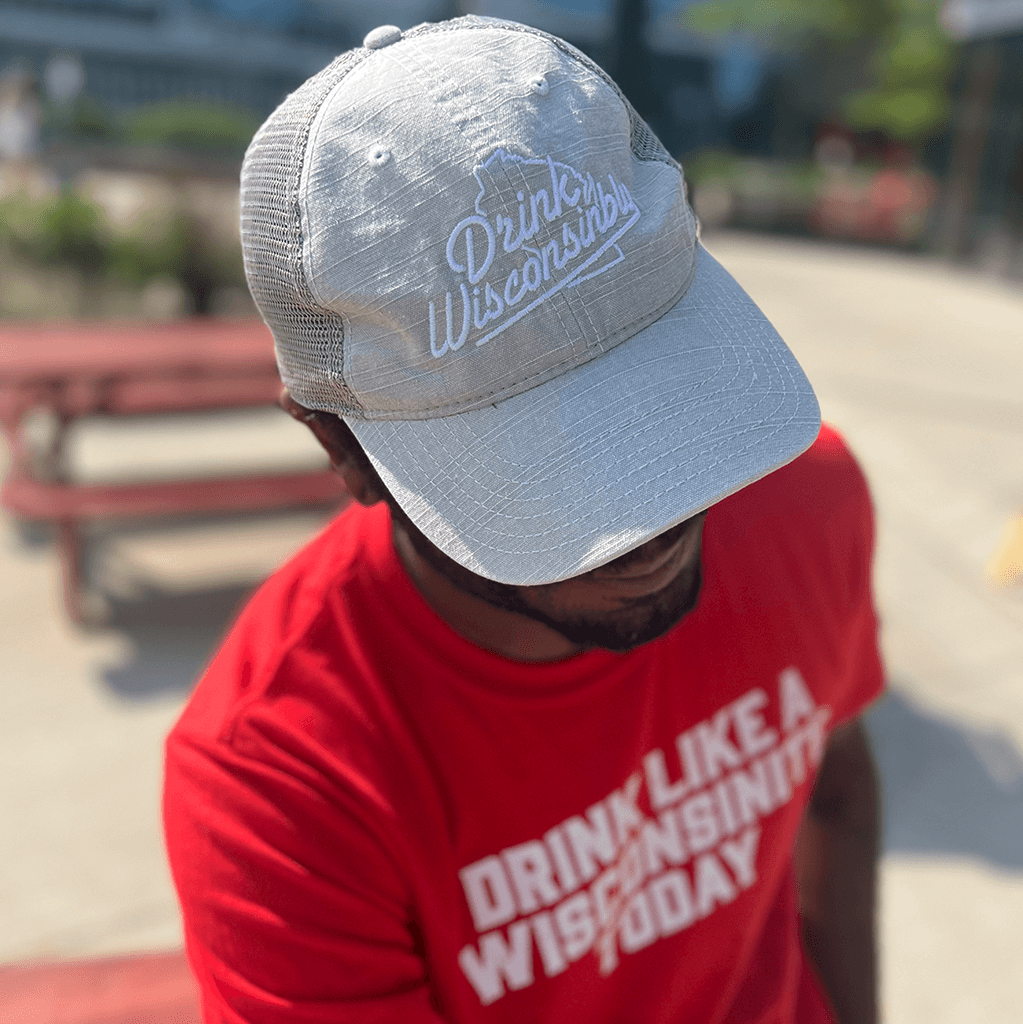 Drink Wisconsinbly Gray Mesh Hat