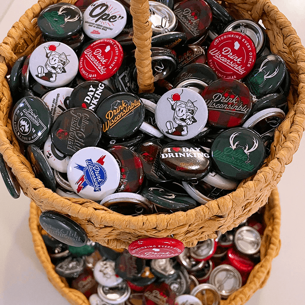 Drink Wisconsinby 10 Assorted Grin Pins