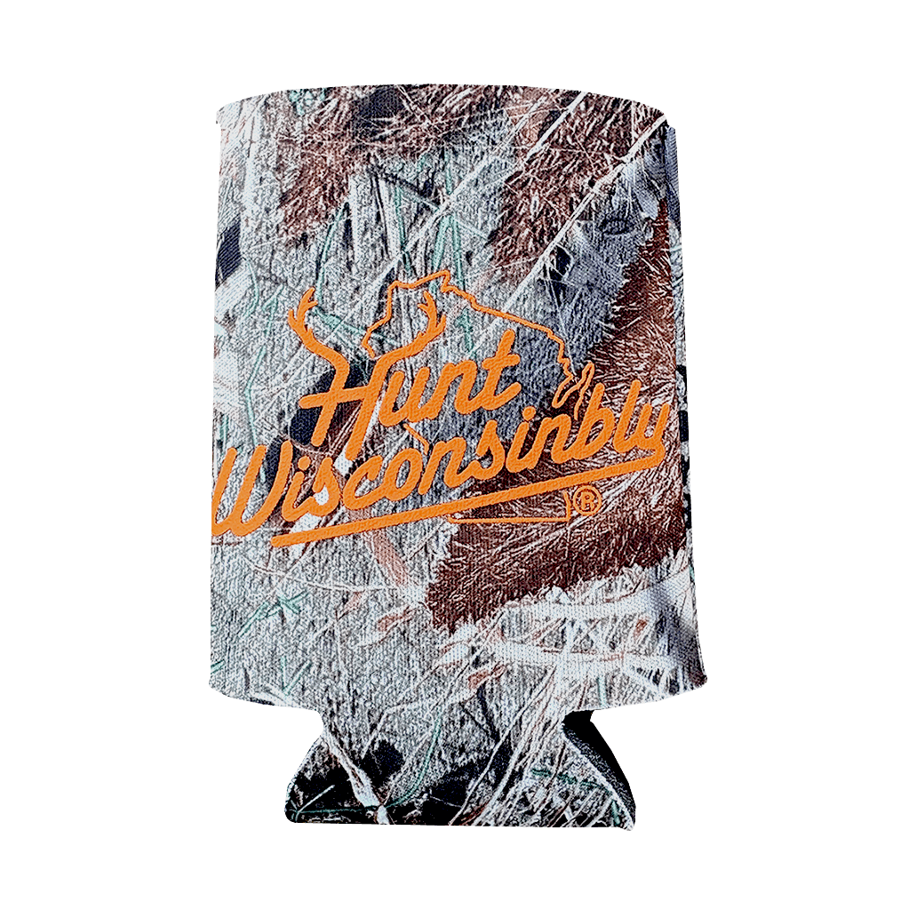 Hunt Wisconsinbly Camo Coozie