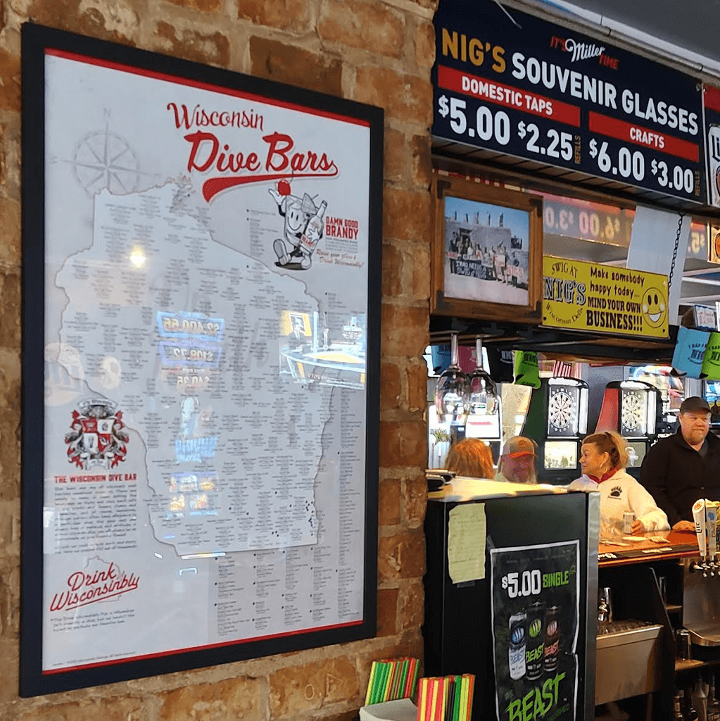 Wisconsin Dive Bars Poster at Nig's Bar