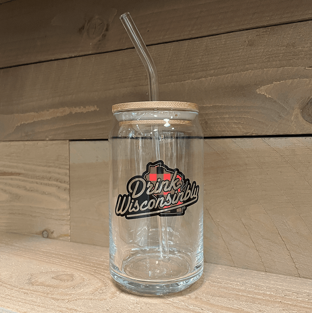 Plaid Logo Glass Can - Drink Wisconsinbly