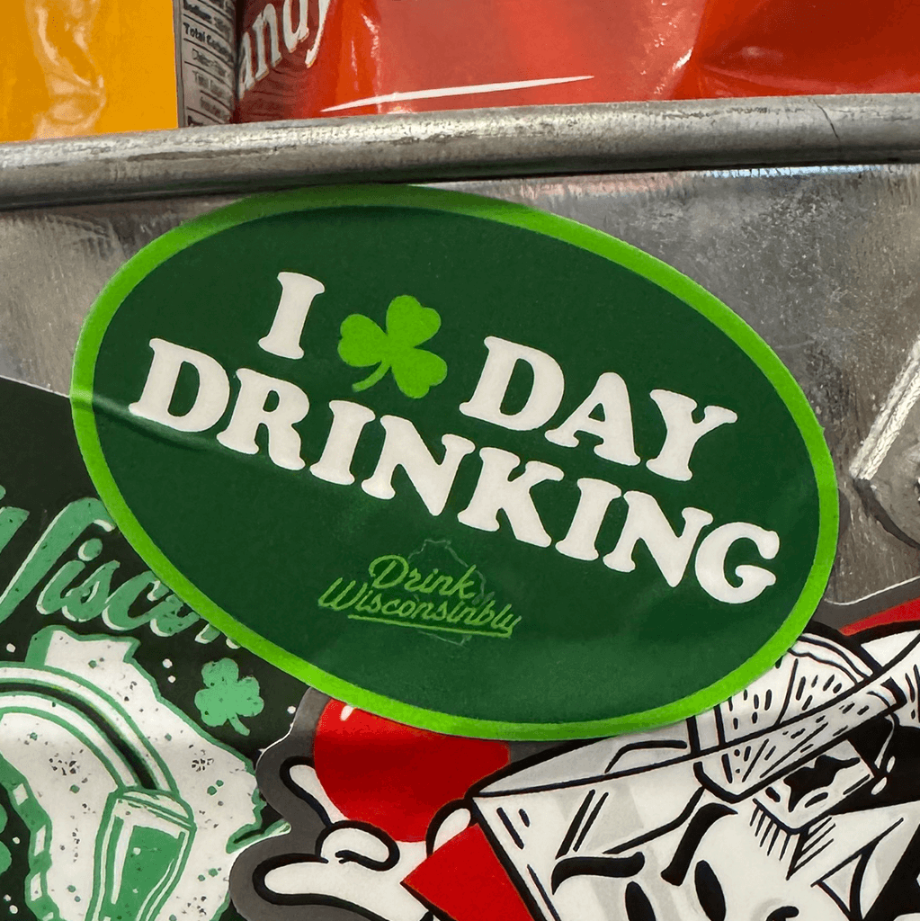 I Love Day Drinking Shamrock Green St Patricks Day Sticker