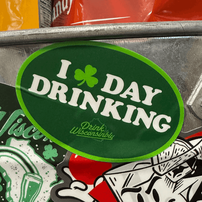 I Love Day Drinking Shamrock Green St Patricks Day Sticker