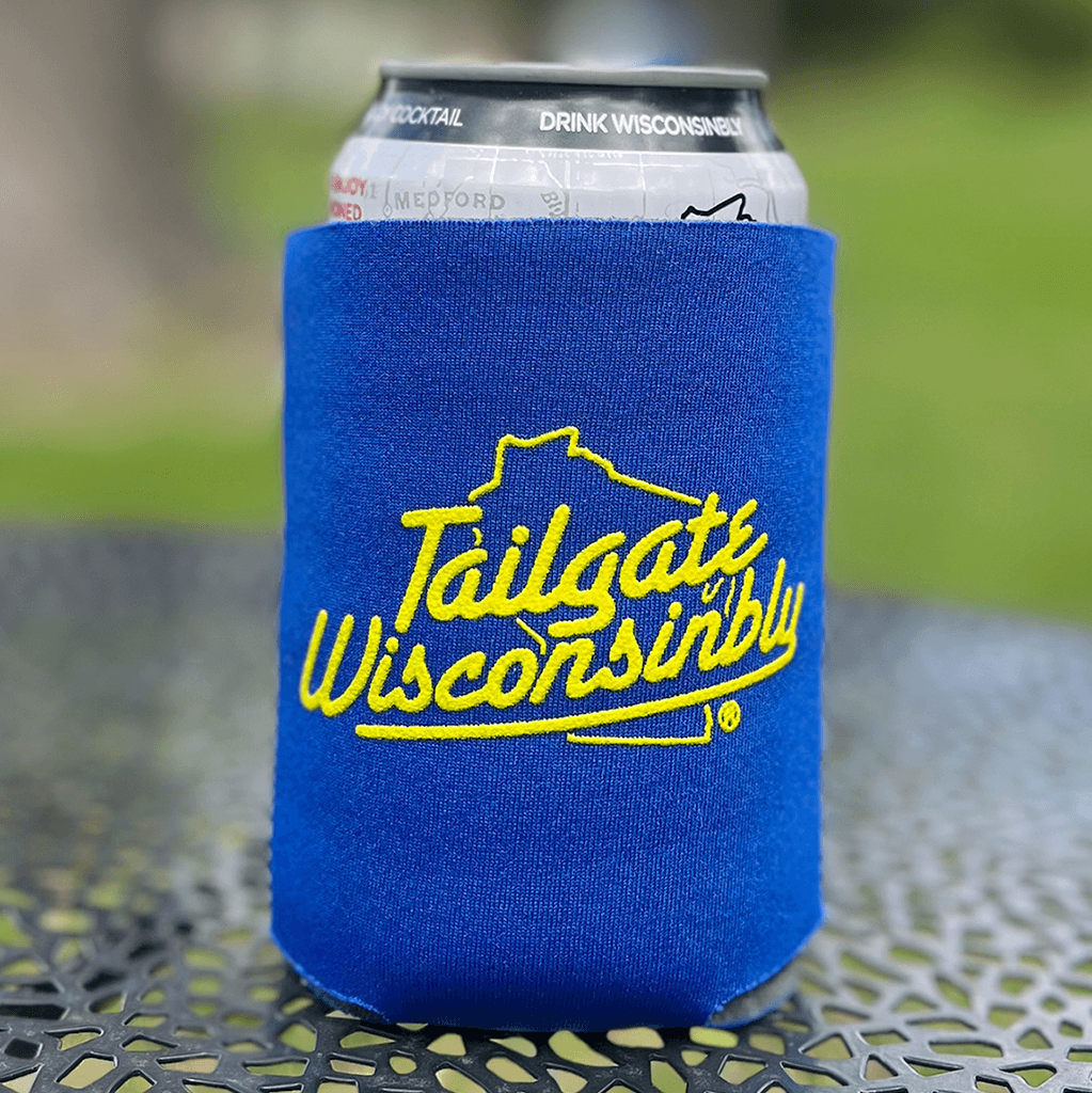 Tailgate Wisconsinbly Blue Can Coozie