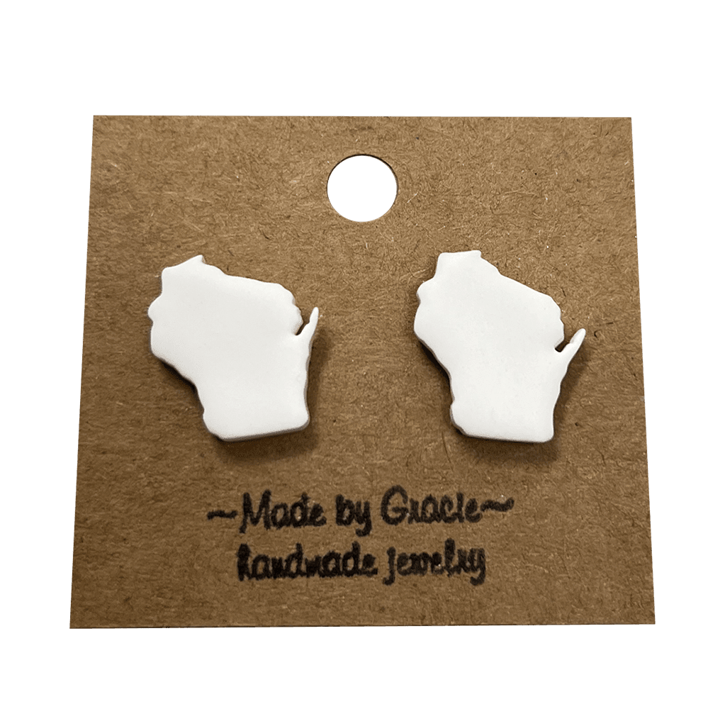 Drink Wisconsinbly White Wisconsin Earrings