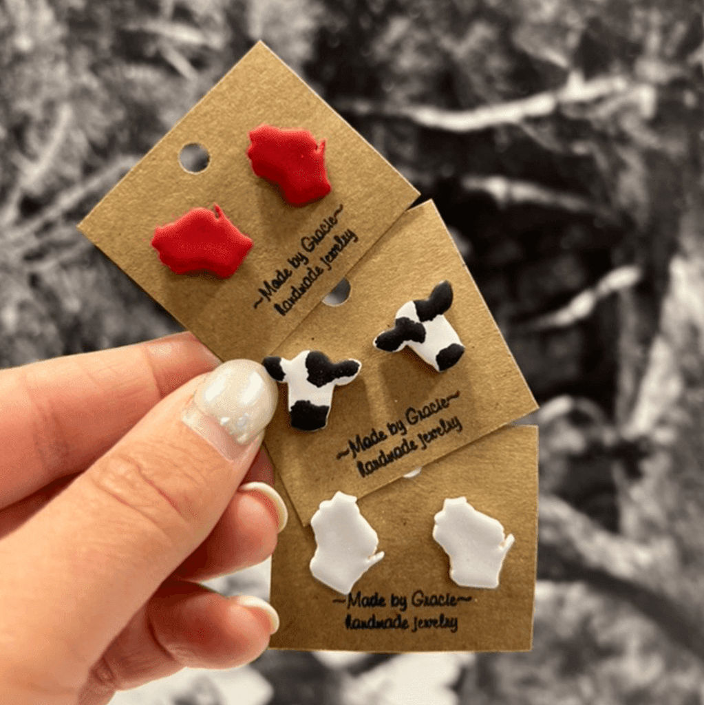 Wisconsin Cow Earrings