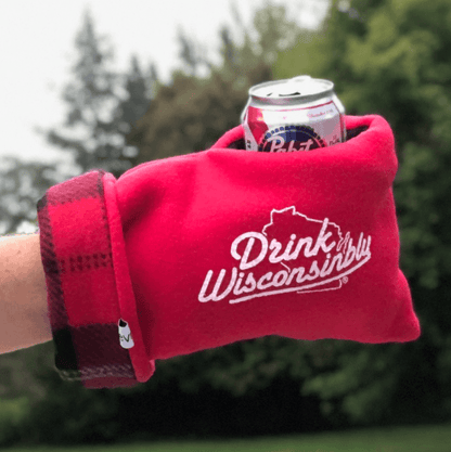 Red & Plaid Beer Mitten