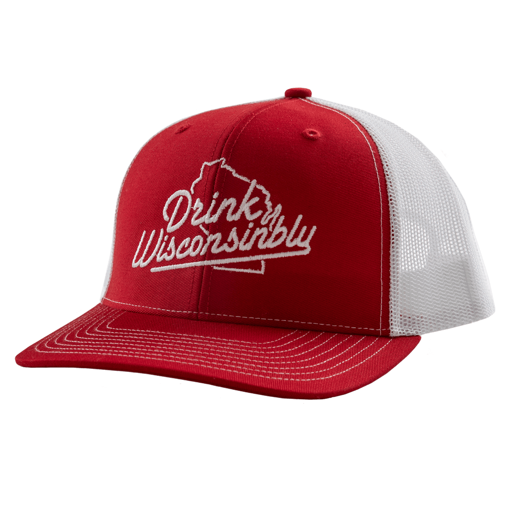 Drink Wisconsinbly Red & White Trucker Hat