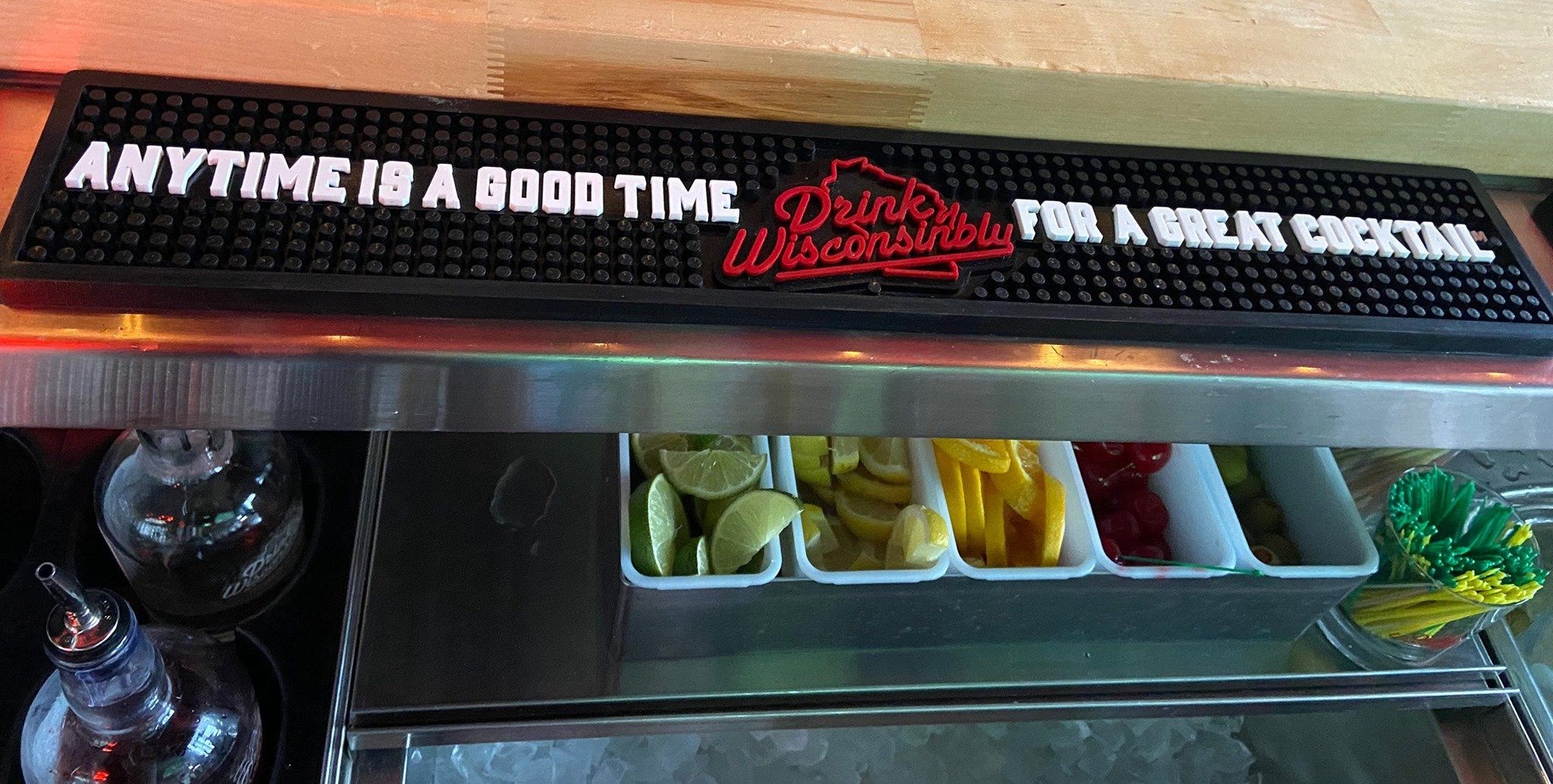 Any Time is a Good Time Bar Rail Mat - Drink Wisconsinbly