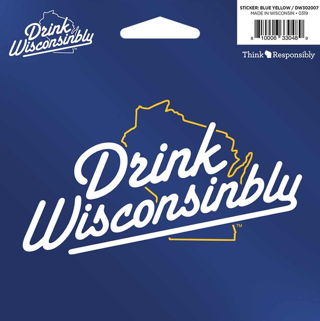 Drink Wisconsinbly Blue Sticker