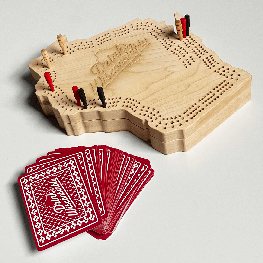 Drink Wisconsinbly Cribbage Board with Cards