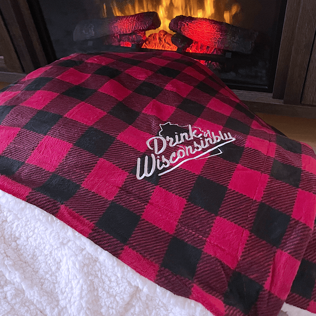 Drink Wisconsinbly Red Buffalo Sherpa Blanket
