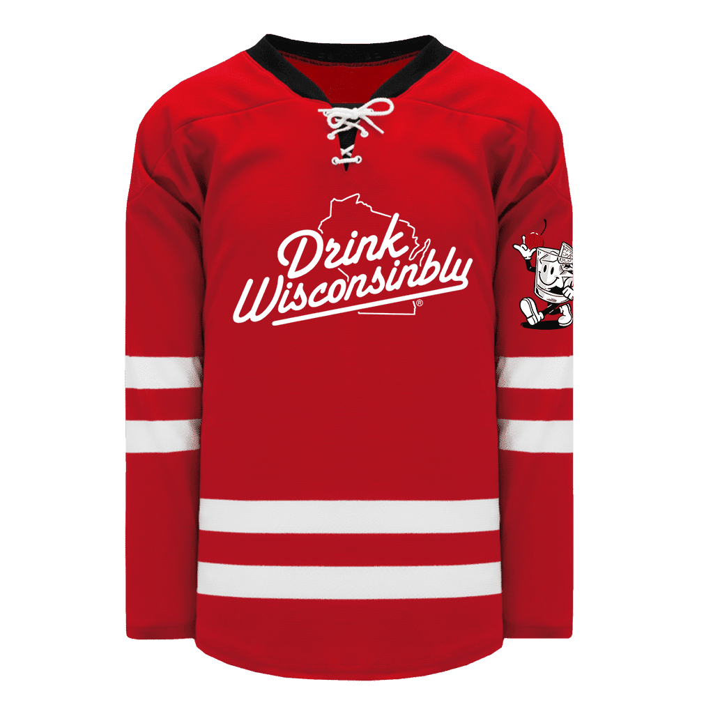 Drink Wisconsinbly Red Hockey Jersey