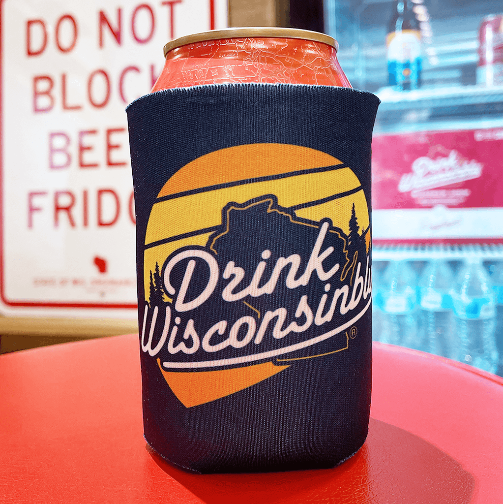 Drink Wisconsinbly Sunset Can Coozie