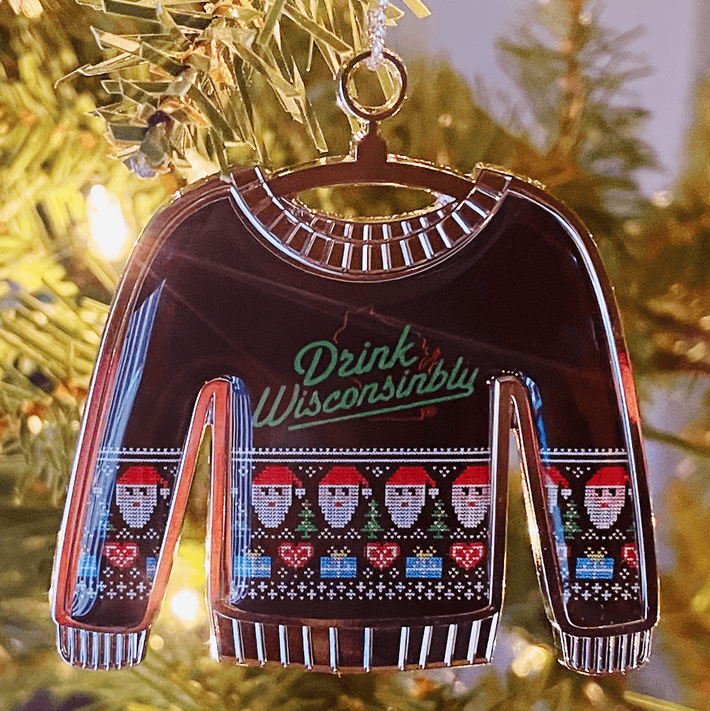 Drink Wisconsinbly Wisconsin Christmas Sweater Ornament