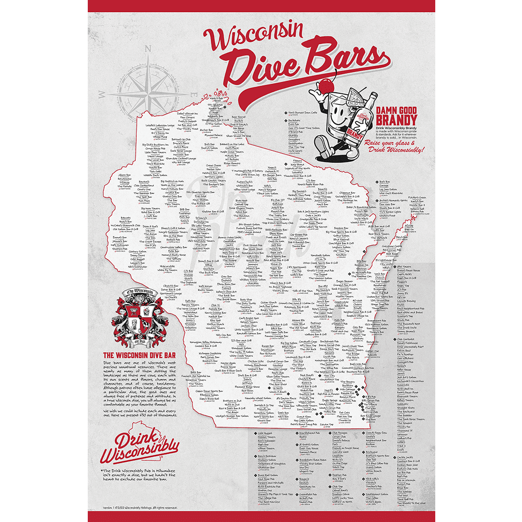 Drink Wisconsinbly Wisconsin Dive Bars Poster