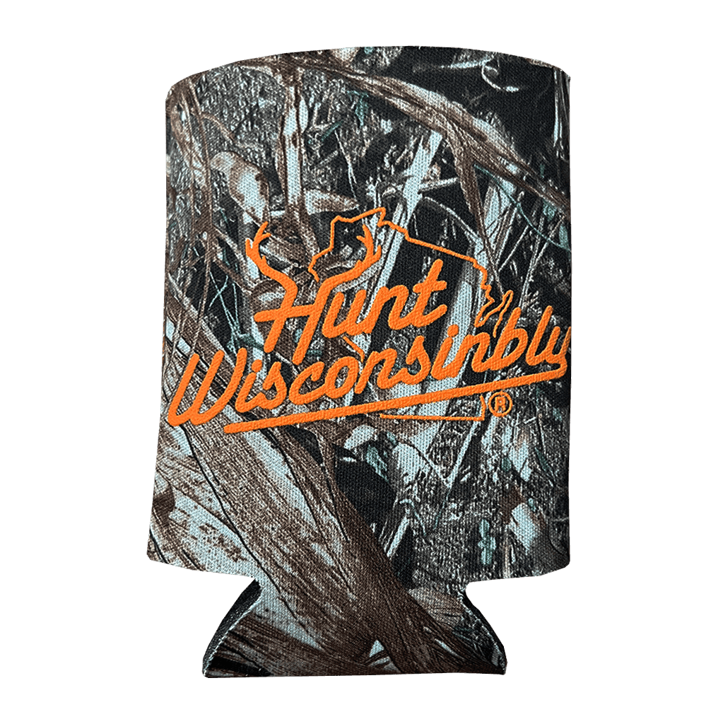 Hunt Wisconsinbly Camo Coozie