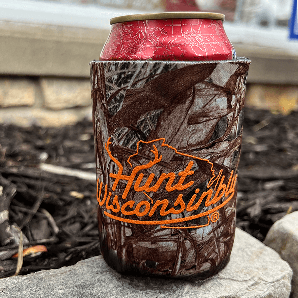 Hunt Wisconsinbly Camo Can Coozie