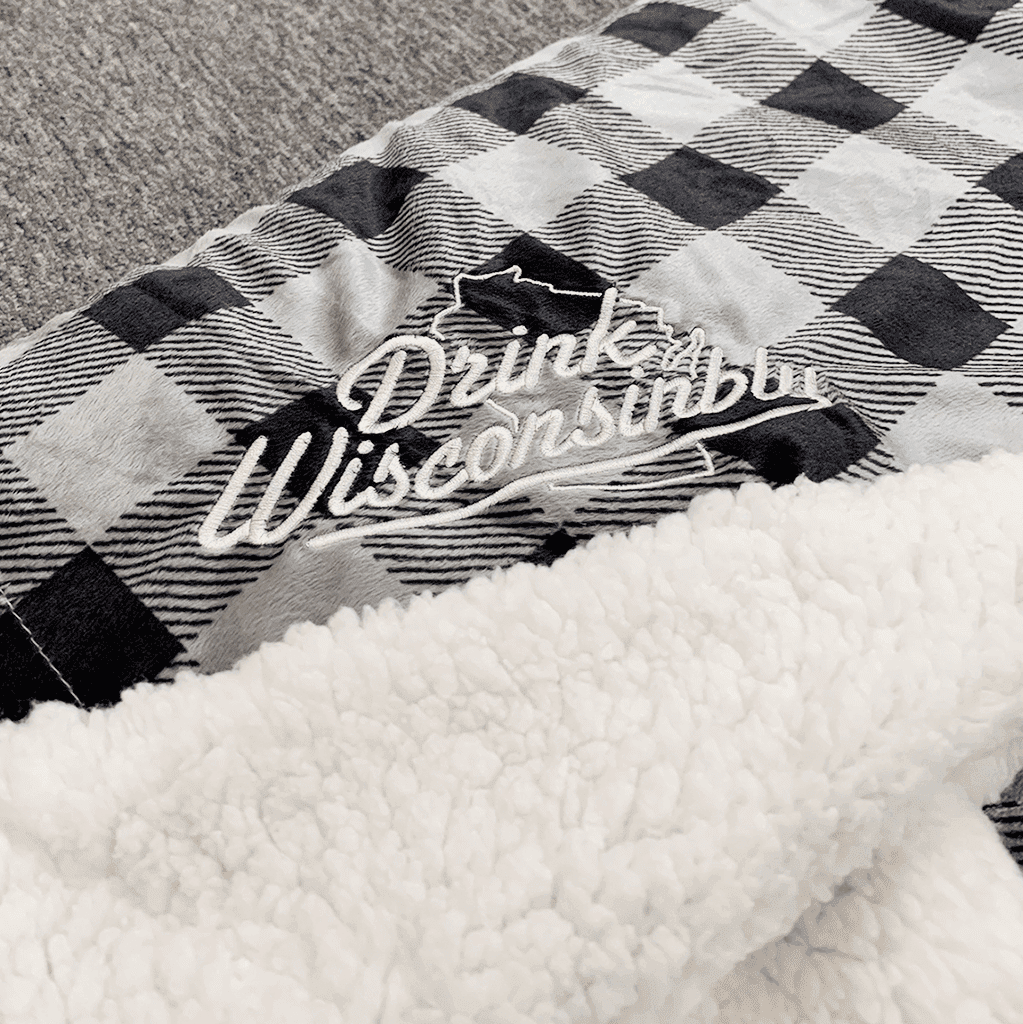 Gray Black Buffalo Blanket Drink Wisconsinbly